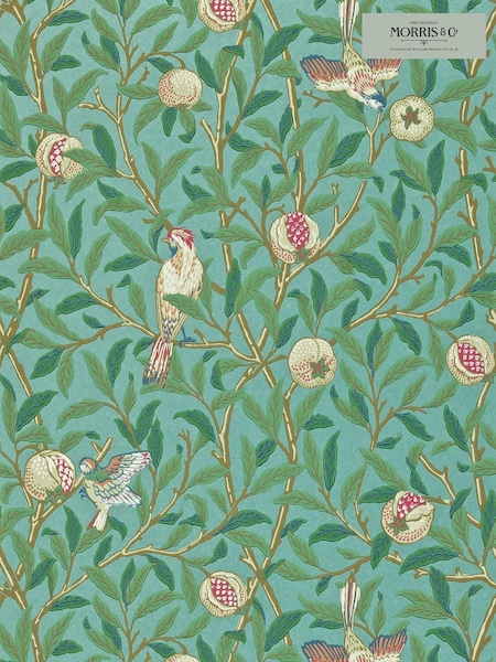 Morris & Co. Green Bird Pomegranate 10.05M Wallpaper (T68199) | £145