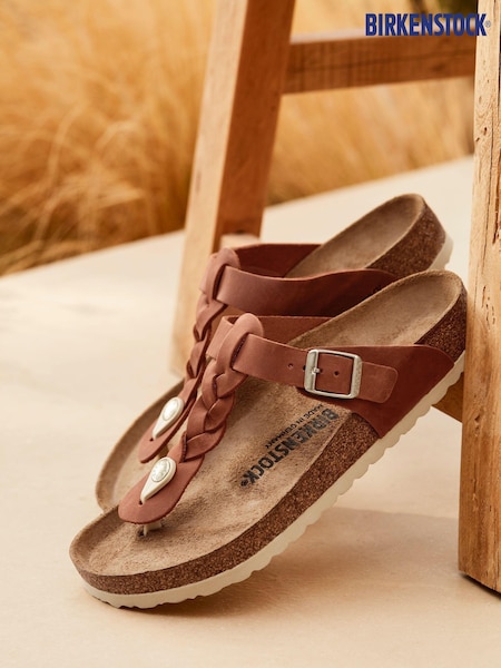 Birkenstock Brown Gizeh Braided Oiled Leather Sandals (T68412) | £115