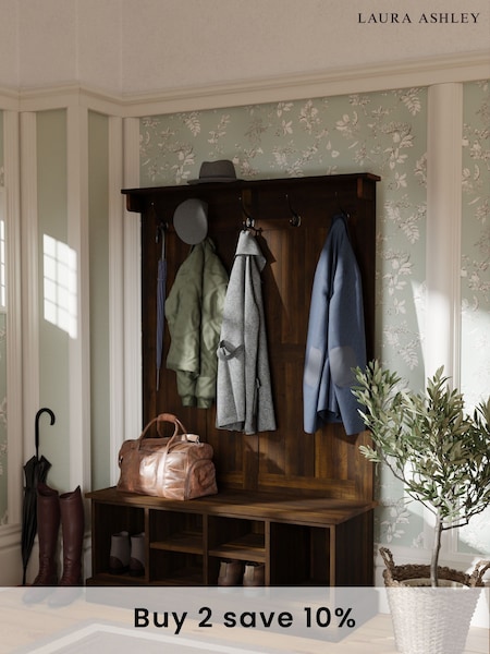 Laura Ashley Dark Chestnut Laura Ashley Garrat Tall Storage Bench With Coat Rack (T69953) | £995