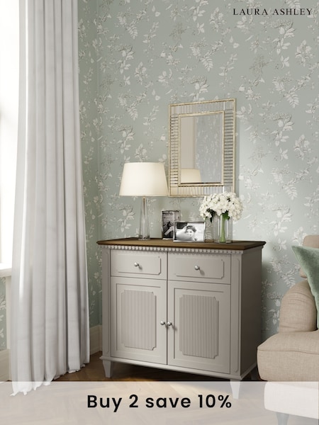 Laura Ashley Pale French Grey Hanover 2 Door 2 Drawer Narrow Sideboard (T69957) | £925