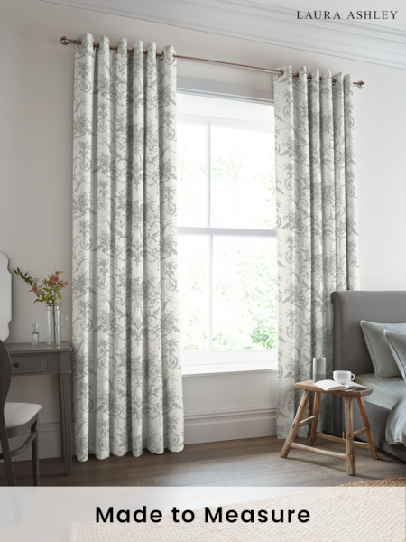 Laura Ashley Steel 100% Cotton Tuileries Made To Measure Curtains (T70133) | £91