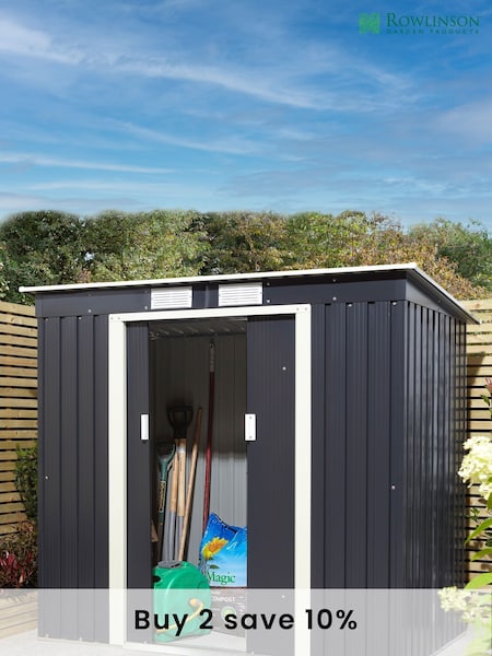 Rowlinson Grey Garden Trentvale 6x4 Metal Pent Shed (T70619) | £232