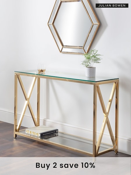 Julian Bowen Gold Miami Console Table (T71679) | £335