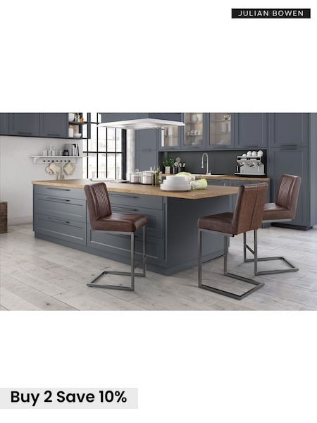 Julian Bowen Set of 2 Brown Brooklyn Brown Bar Stools (T71824) | £250