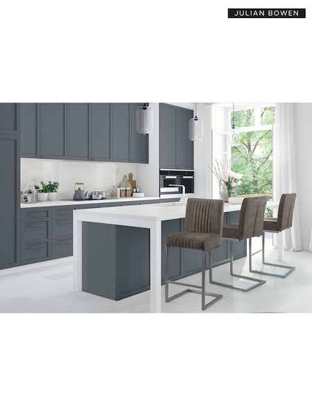 Julian Bowen Set of 2 Grey Brooklyn Brown Bar Stools (T71825) | £235