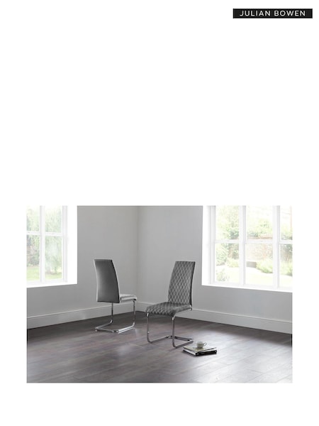 Julian Bowen Set of 4 Grey Calabria Velvet Cantilever Chairs (T72048) | £290