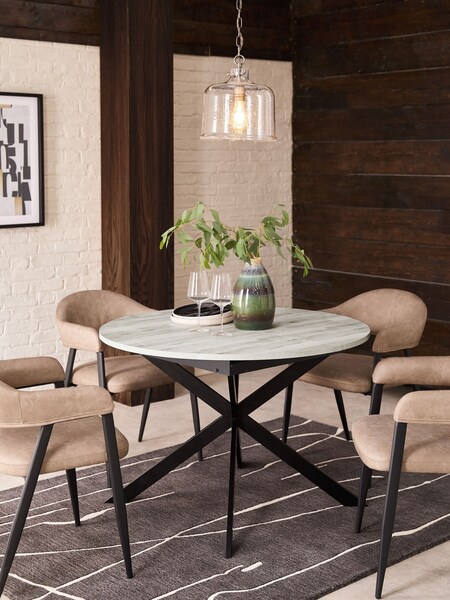 Grey Bronx Oak Effect Round 4 to 6 Seater Extending Dining Table (T72376) | £475