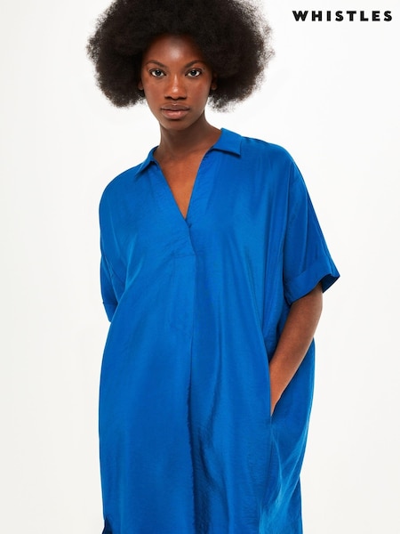 Whistles Blue Melanie Relaxed Shirt Dress (T72982) | £109