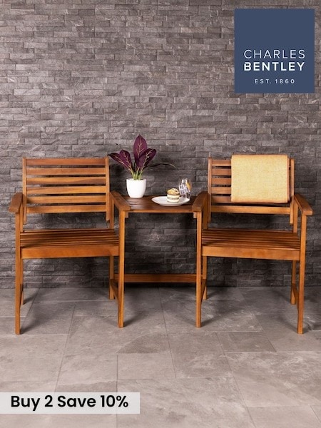 Charles Bentley Natural Outdoor Acacia Wooden Companion Seat (T73220) | £190
