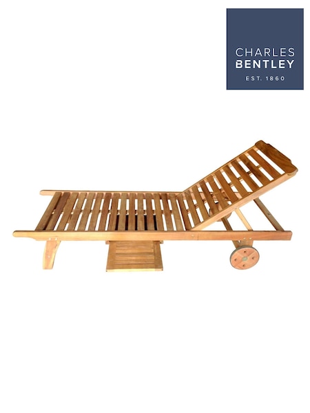 Charles Bentley Natural Outdoor Acacia Wooden Reclining Sun Lounger (T73221) | £165