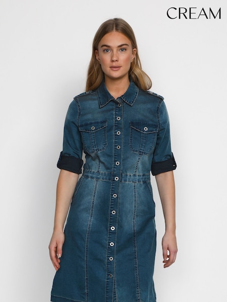 Cream Uniform Blue Denim Dress (T73564) | £100