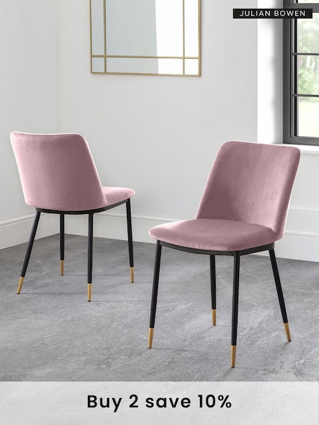 Julian Bowen Set of 2 Dusky Pink Delaunay Dining Chairs (T73799) | £175