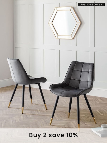 Julian Bowen Set of 2 Grey Hadid Dining Chairs (T73800) | £210