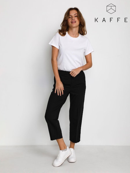Kaffe Kasakura HW Cropped Relaxed Fit High Waist Length Regular Leg Trousers (T74184) | £45