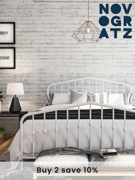 Novogratz White Bushwick Metal Bed Frame (T74742) | £203 - £212
