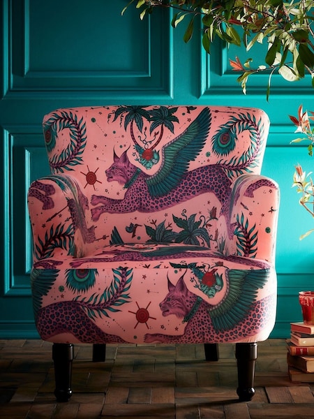 Emma Shipley Coral Pink Dalston Lynx Velvet Chair (T75319) | £750