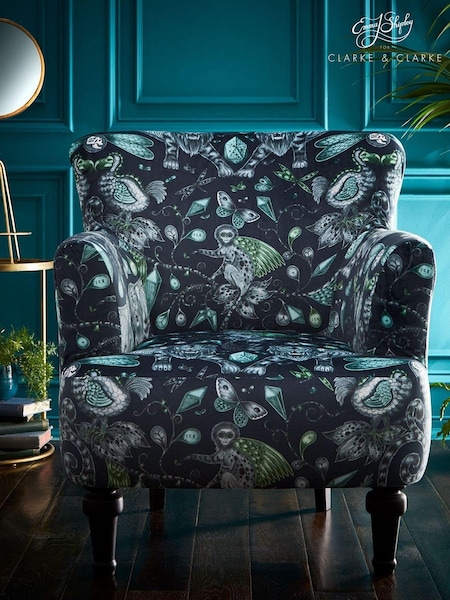 Emma Shipley Navy Blue Dalston Extinct Velvet Chair (T75321) | £750