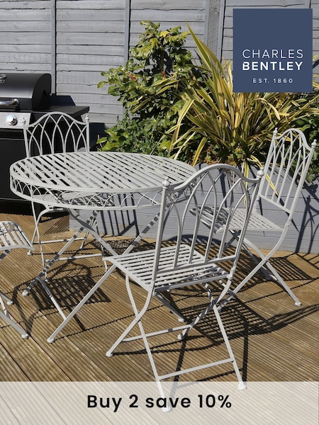 Charles Bentley Grey 5 Piece Garden Wrought Iron Bistro Set (T75451) | £310