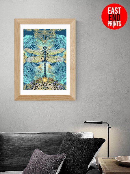 East End Prints Teal Blue Spirited Dragonfly Print by Becca Who (T77141) | £50 - £130