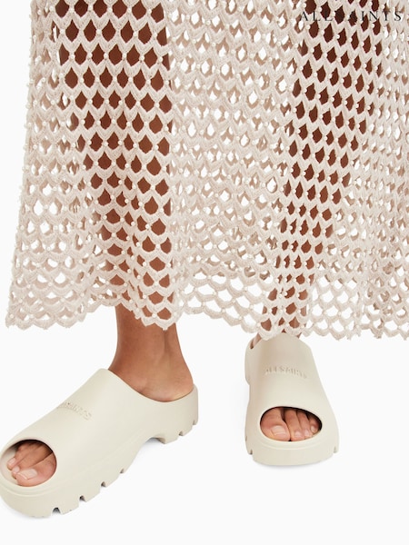 AllSaints White Eclipse Flatform Sliders (T77607) | £79