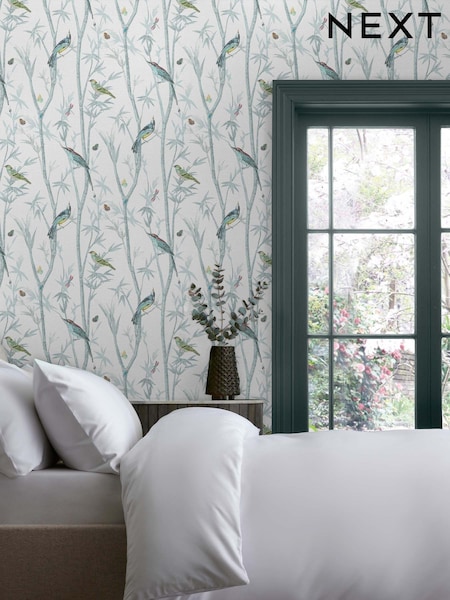 Blue Chinoiserie Bird 10M Wallpaper (T77844) | £34