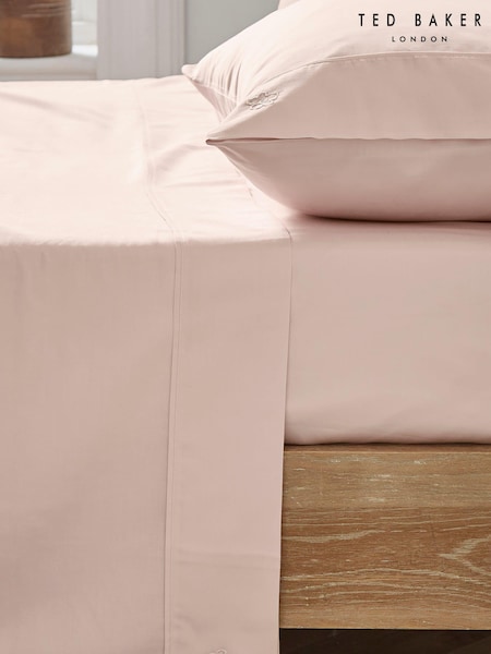 Ted Baker Pink Silky Smooth Plain Dye 250 Thread Count 100% Cotton Flat Sheet (T78841) | £45 - £60