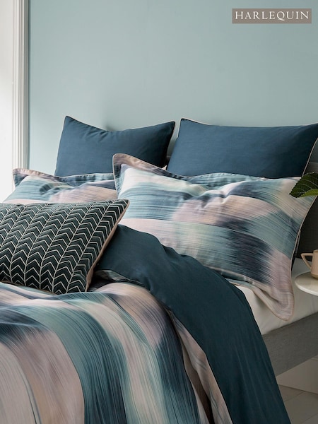 Harlequin Blue Oscillation 200 Thread Count Cotton Sateen Oxford Pillowcase (T78855) | £25