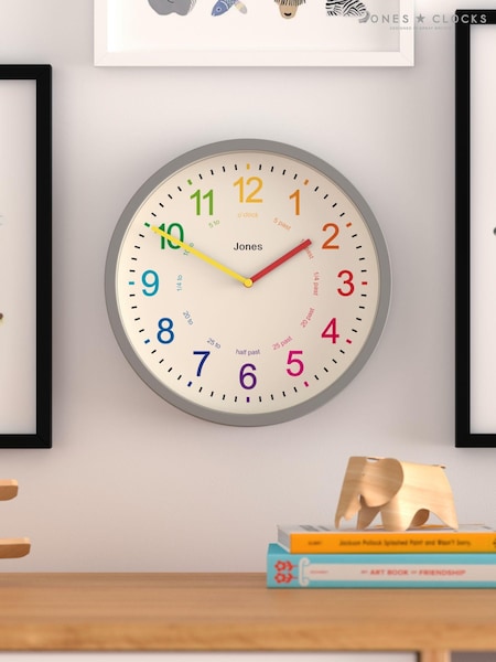 Jones Clocks Grey Kids Grey Wall Clock (T79098) | £24