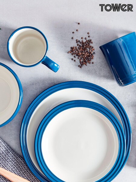 Tower 16 Piece Blue Foundry Dinner Set (T79124) | £75
