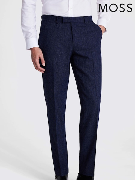 MOSS Blue Slim Fit Donegal Suit Trousers (T79956) | £90