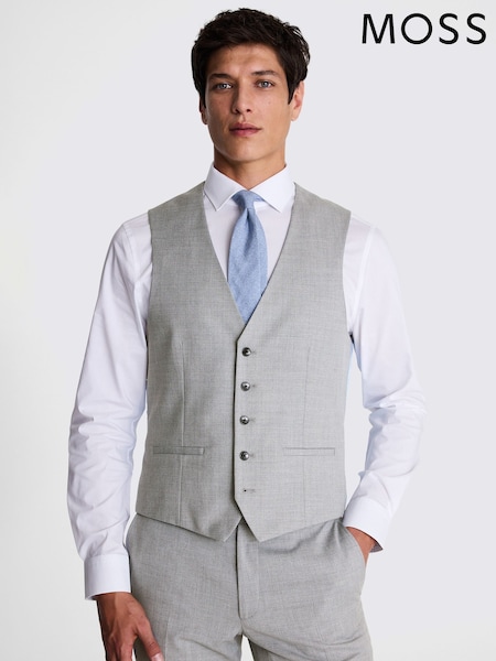 MOSS Grey Slim Stretch Suit: Waistcoat (T79963) | £70