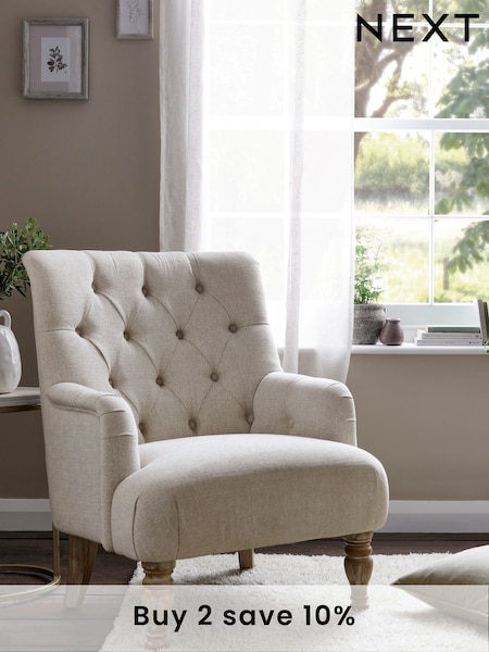 Tweedy Plain Light Natural Collection Luxe Wolton Highback Accent Chair (T81771) | £299