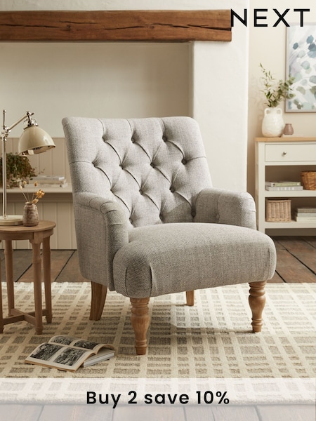 Chunky Weave Dove Grey Collection Luxe Wolton Highback Accent Chair (T81772) | £325