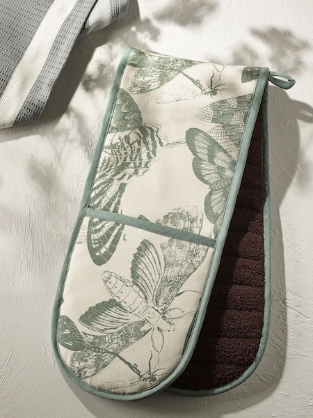 Kew Gardens Green 100% Cotton Double Oven Gloves (T81949) | £28