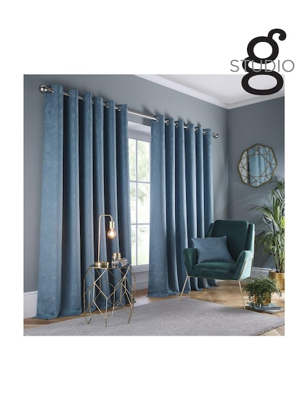 Studio G Twilight Blue Amari Eyelet Curtains (T83070) | £84 - £220