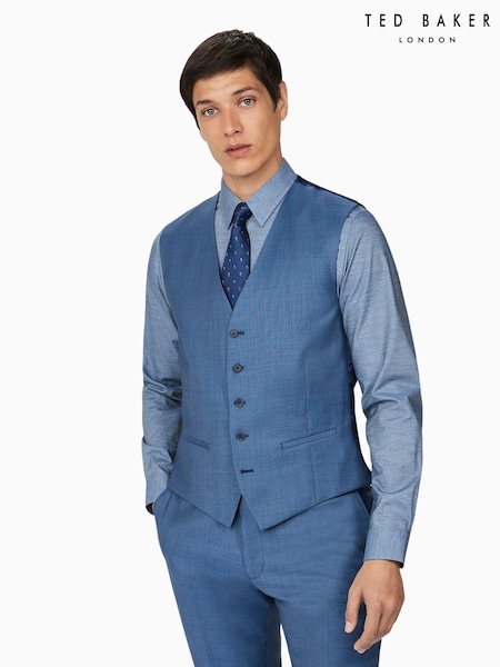 Ted Baker Light Blue Pick And Pick Slim Fit Waistcoat (T84132) | £130