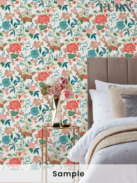 furn. White Azalea Bright Blooms Wallpaper (T85329) | £19
