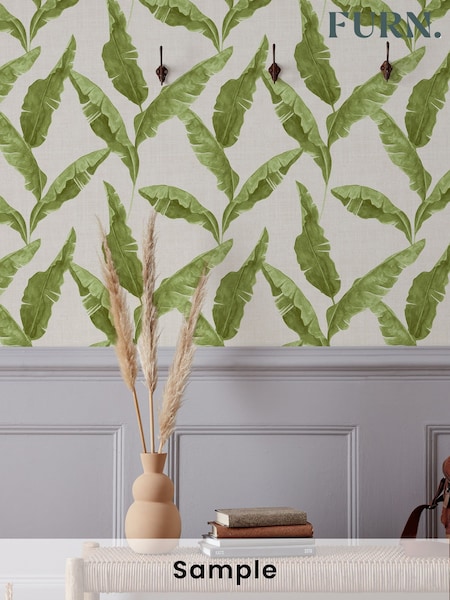 Furn Green Plantain Botanical Wallpaper (T85337) | £12