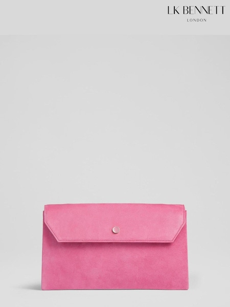 LK Bennett Pink Dora Leather Clutch Bag (T87064) | £199