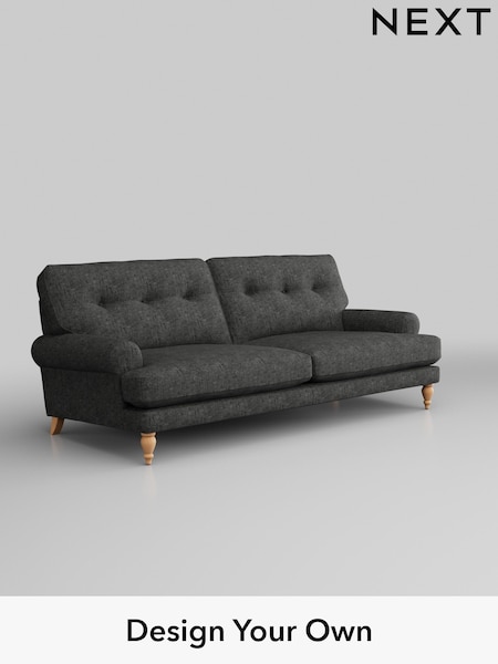 Boucle Weave Easy Clean/Charcoal Grey Erin Buttoned Back Deep Relaxed Sit (T87729) | £1,325