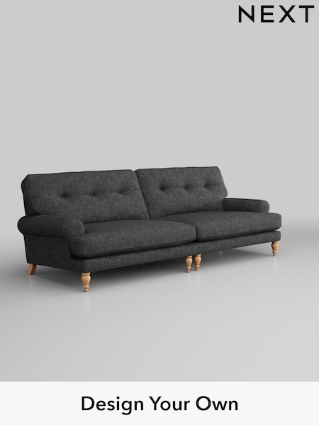 Boucle Weave Easy Clean/Charcoal Grey Erin Buttoned Back Deep Relaxed Sit (T87729) | £1,425