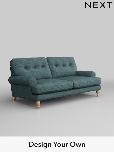 Boucle Weave Easy Clean/Dark Teal Green Erin Buttoned Back Deep Relaxed Sit (T87731) | £1,225