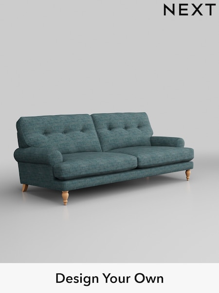 Boucle Weave Easy Clean/Dark Teal Green Erin Buttoned Back Deep Relaxed Sit (T87731) | £1,325