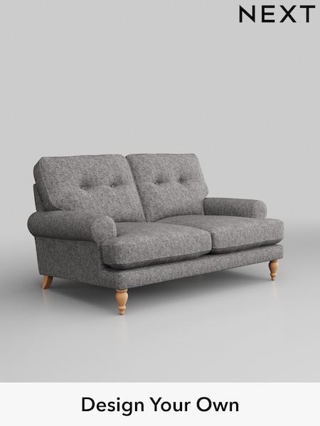 Chunky Boucle Easy Clean/Light Grey Erin Buttoned Back Deep Relaxed Sit (T87740) | £1,225