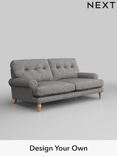 Chunky Boucle Easy Clean/Light Grey Erin Buttoned Back Deep Relaxed Sit (T87740) | £1,325