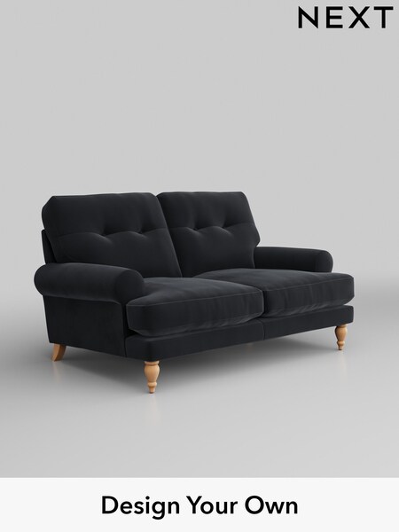 Plush Velvet Easy Clean/Charcoal Grey Erin Buttoned Back Deep Relaxed Sit (T87759) | £1,225