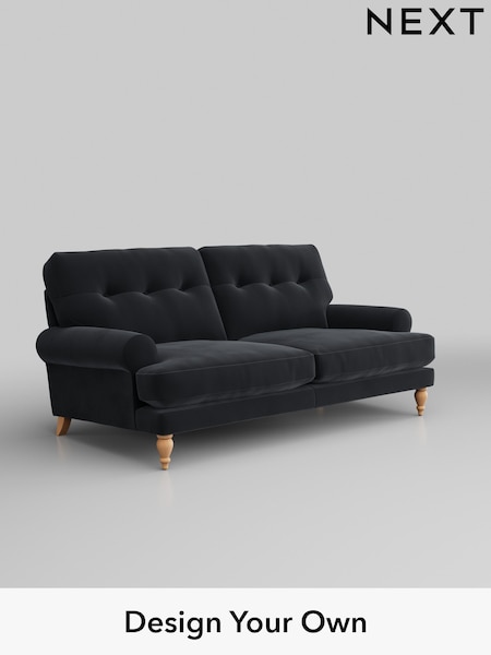 Plush Velvet Easy Clean/Charcoal Grey Erin Buttoned Back Deep Relaxed Sit (T87759) | £1,325