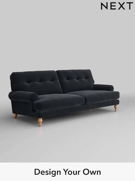 Plush Velvet Easy Clean/Charcoal Grey Erin Buttoned Back Deep Relaxed Sit (T87759) | £1,425