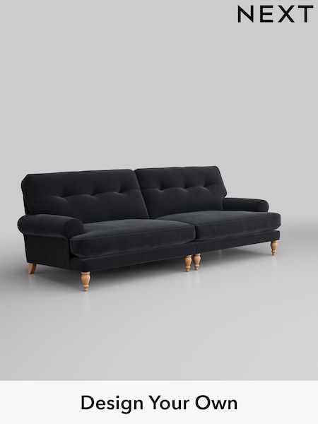 Plush Velvet Easy Clean/Charcoal Grey Erin Buttoned Back Deep Relaxed Sit (T87759) | £1,525