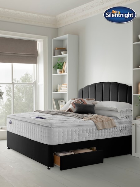 Silentnight Black Mirapocket 2800 Memory Pillow Top Mattress and 2 Drawer Divan Base Bed Set (T88368) | £755 - £1,270